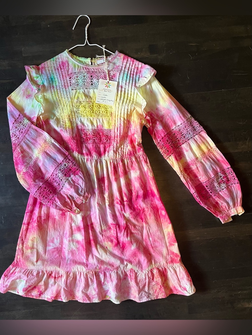 Ice Dyed Multi Colored Ruffle Dress